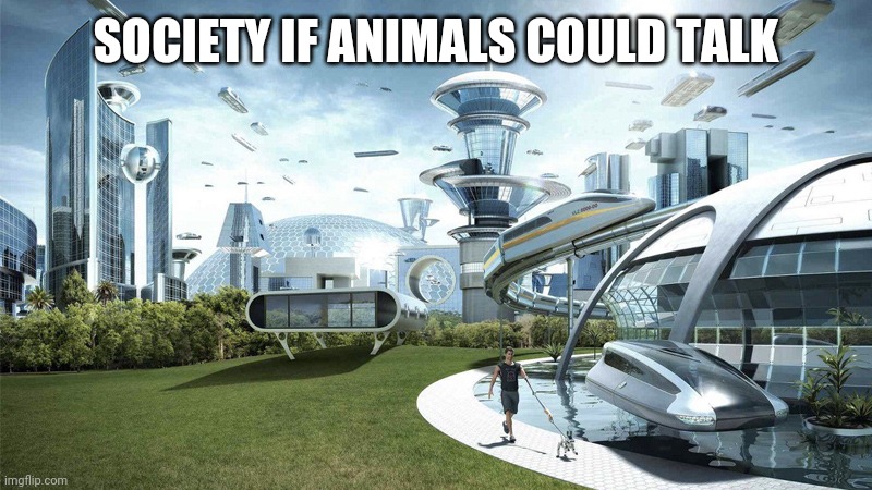 Hello doggo, how was your day | SOCIETY IF ANIMALS COULD TALK | image tagged in the future world if | made w/ Imgflip meme maker