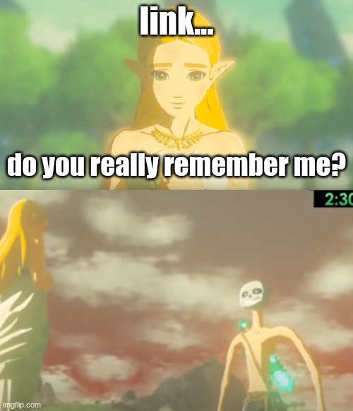title unnecessary | link... do you really remember me? | image tagged in link botw,mods,sans,minecraft | made w/ Imgflip meme maker