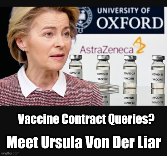 Ursula Von Der Leyen Covid | Meet Ursula Von Der Liar; Vaccine Contract Queries? | image tagged in covid | made w/ Imgflip meme maker