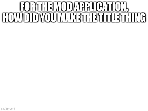 I wonder | FOR THE MOD APPLICATION, HOW DID YOU MAKE THE TITLE THING | image tagged in blank white template | made w/ Imgflip meme maker