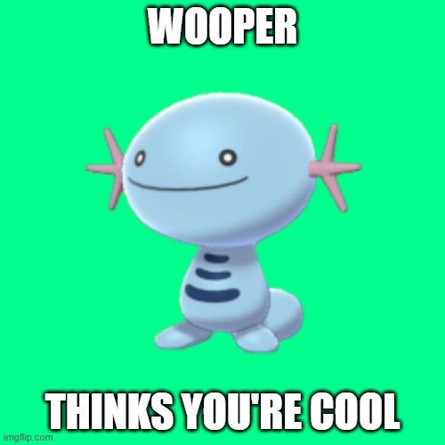 Wooper | WOOPER; THINKS YOU'RE COOL | image tagged in wooper | made w/ Imgflip meme maker
