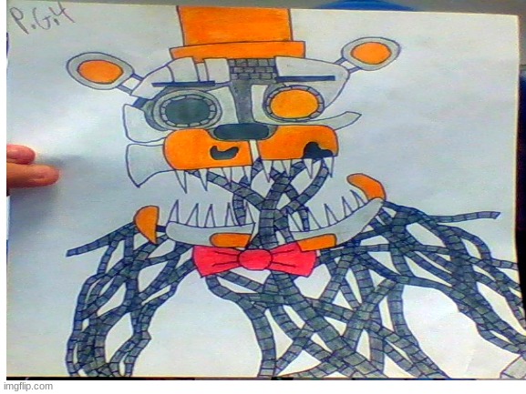 Molten Freddy Drawing I Did-...(A.K.A Burnt Spaghetti By Me And My Friends-...) | image tagged in fnaf | made w/ Imgflip meme maker
