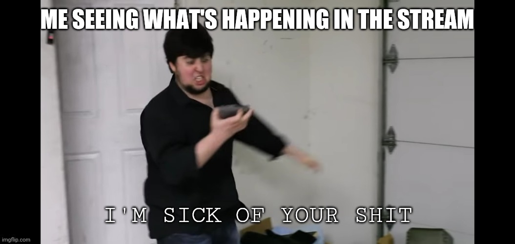 Weaklings die big deal. Stop worrying about it | ME SEEING WHAT'S HAPPENING IN THE STREAM | image tagged in i'm sick of your shit | made w/ Imgflip meme maker