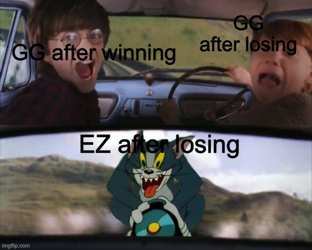 EZ bois | GG after winning; GG after losing; EZ after losing | image tagged in tom and harry potter | made w/ Imgflip meme maker