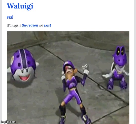 Waluigi = god | made w/ Imgflip meme maker