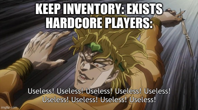 idk if its repost just enjoy it | KEEP INVENTORY: EXISTS
HARDCORE PLAYERS: | image tagged in useless | made w/ Imgflip meme maker