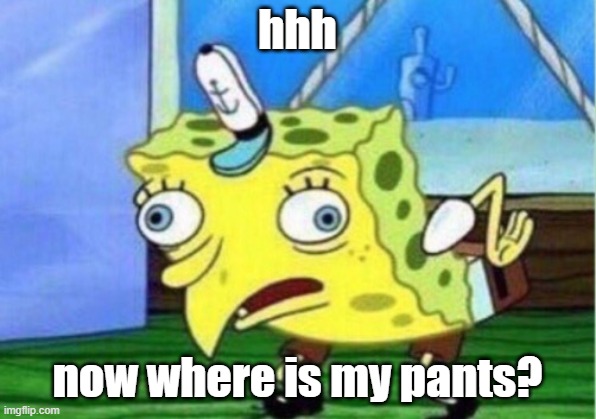 Mocking Spongebob | hhh; now where is my pants? | image tagged in memes,mocking spongebob | made w/ Imgflip meme maker