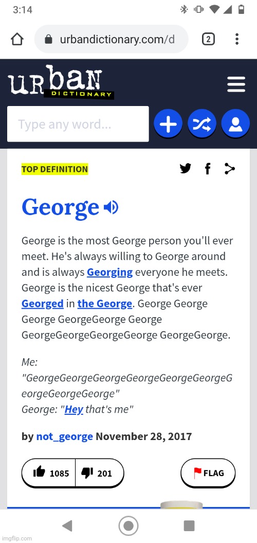 The name definitions were normal till I searched up George | made w/ Imgflip meme maker
