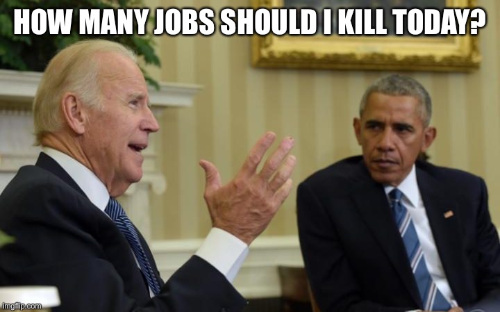 Obama biden | HOW MANY JOBS SHOULD I KILL TODAY? | image tagged in obama biden | made w/ Imgflip meme maker