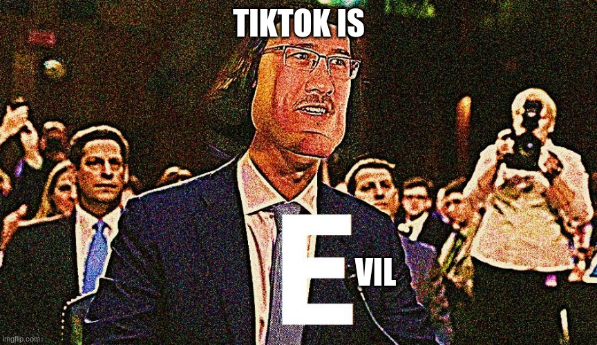 E | TIKTOK IS; VIL | image tagged in lord maarquad | made w/ Imgflip meme maker