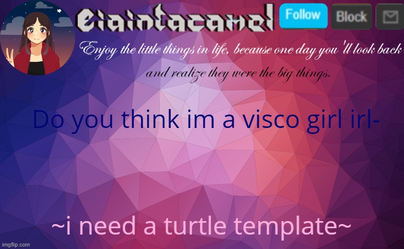 iaintacamel | Do you think im a visco girl irl-; ~i need a turtle template~ | image tagged in iaintacamel | made w/ Imgflip meme maker
