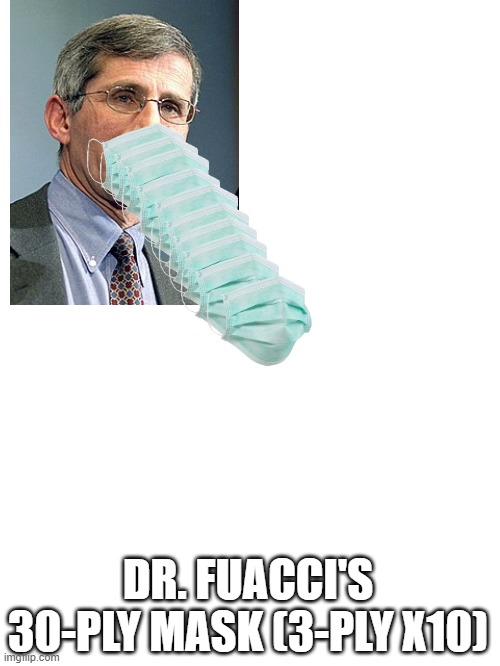 Blank White Template | DR. FUACCI'S 30-PLY MASK (3-PLY X10) | image tagged in blank white template | made w/ Imgflip meme maker