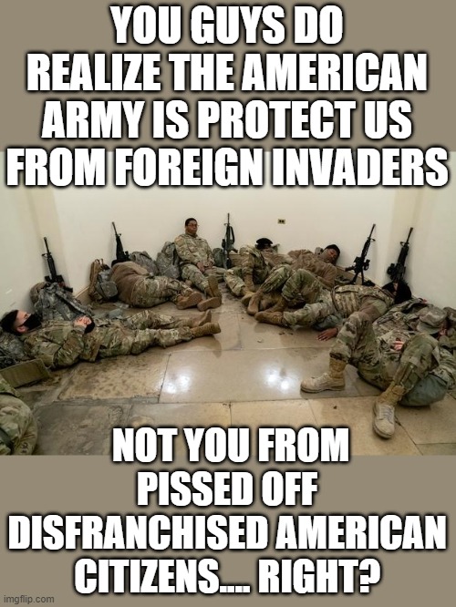 yep | YOU GUYS DO REALIZE THE AMERICAN ARMY IS PROTECT US FROM FOREIGN INVADERS; NOT YOU FROM PISSED OFF DISFRANCHISED AMERICAN CITIZENS.... RIGHT? | image tagged in democrats,voter fraud,banana republic | made w/ Imgflip meme maker