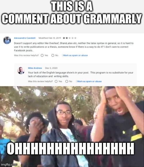 BURNT | THIS IS A COMMENT ABOUT GRAMMARLY; OHHHHHHHHHHHHHHH | image tagged in rap battle parody,raycat | made w/ Imgflip meme maker