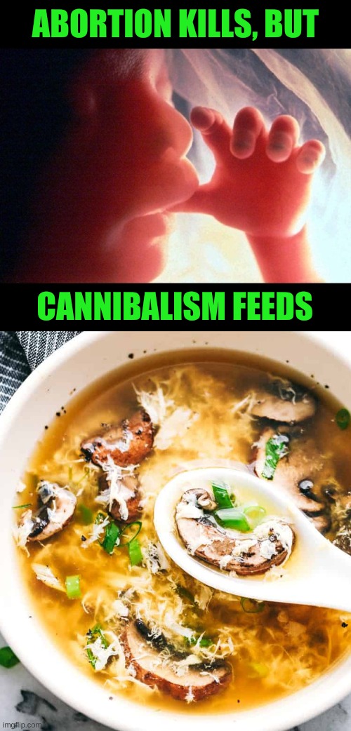 lemons? or lemonade? | ABORTION KILLS, BUT; CANNIBALISM FEEDS | image tagged in abortion,cannibalism,environmental protection agency,no soup for you,recycling,starvation | made w/ Imgflip meme maker