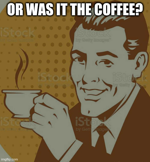 Mug Approval | OR WAS IT THE COFFEE? | image tagged in mug approval | made w/ Imgflip meme maker