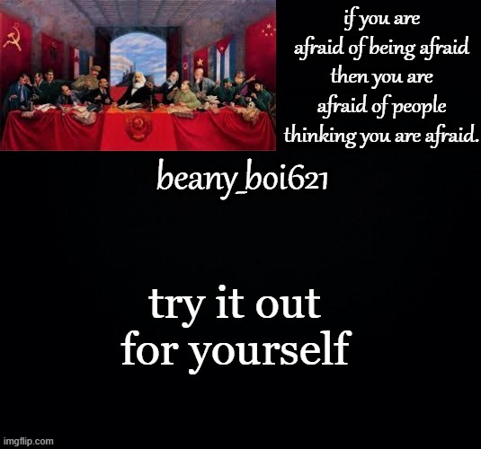 Communist beany (dark mode) | try it out for yourself | image tagged in communist beany dark mode | made w/ Imgflip meme maker