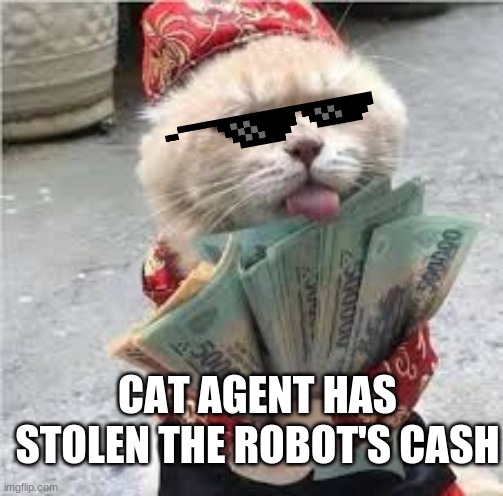 CAT AGENT HAS STOLEN THE ROBOT'S CASH | made w/ Imgflip meme maker