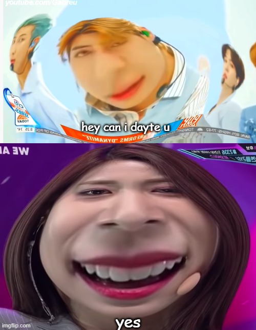 dayte | hey can i dayte u; yes | image tagged in kpop | made w/ Imgflip meme maker