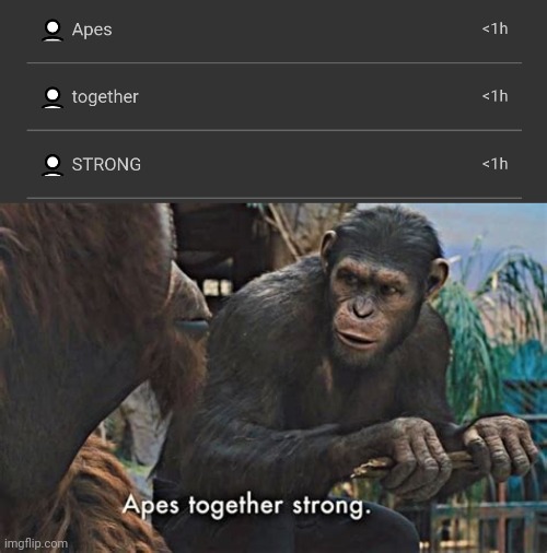 image tagged in apes strong together | made w/ Imgflip meme maker