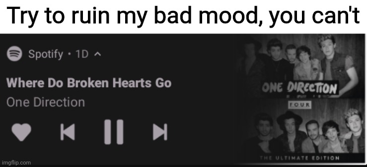 Broken hearts | Try to ruin my bad mood, you can't | image tagged in broken hearts | made w/ Imgflip meme maker