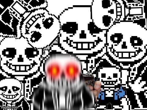 Sans cursed image | THIS IS THE STORY OF SANSES. THERE IS THE DERPY SANS TWINS, SAD SANS, SURPRISED SANS, CREEPY SANS, SANS SANS, TRIGGERED SANS, AND SMOLL SANS. ONE DAY, TRIGGERED SANS CAN’T SHUT HIS MOUTH. HE KEEP SAYING CRAZY THINGS AND NONSANSE THINGS *BA DUM TSS*. SMOLL SANS CAN’T HOLD IT ANYMORE. “SHUUUT UUP!!!!” SMOLL SANS DECIDE TO PULL OUT HIS GUN AND AIMING TRIGGERED SANS HEAD/SKULL. “WHOA HEY PAL, LETS BACK IT UP A BIT” SANS SANS SHOUTED TO HIM (SMOLL SANS). EVERY SANS START TO PANICKED AND TRIED CHILLED DOWN SMOLL SANS. AT THE END, SMOLL SANS DECIDE TO SHOT TRIGGERED SANS HEAD/SKULL. TRIGGERED SANS IS DEAD. “WELP... THAT WAS FAST” SAID ONE OF THE DERPY SANS. THE END | image tagged in sans epic story | made w/ Imgflip meme maker