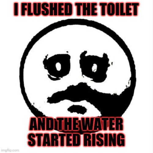 The Face of Dread | I FLUSHED THE TOILET; AND THE WATER STARTED RISING | image tagged in the face of dread,memes,funny,bathroom humor,potty humor | made w/ Imgflip meme maker