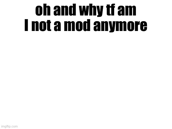 It’s gonna be annoying to have to wait for my images to be approved at times where no one is online | oh and why tf am I not a mod anymore | image tagged in blank white template | made w/ Imgflip meme maker