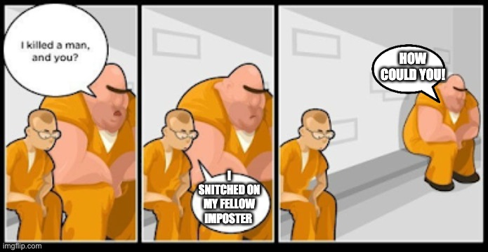 Oh My That's Badddd.... | HOW COULD YOU! I SNITCHED ON MY FELLOW IMPOSTER | image tagged in jail | made w/ Imgflip meme maker