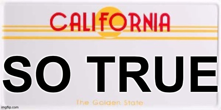 CA License Plate | SO TRUE | image tagged in ca license plate | made w/ Imgflip meme maker