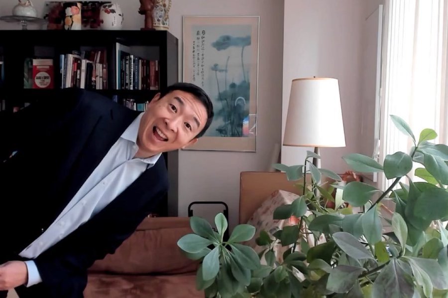 Andrew Yang and his house plants Blank Meme Template
