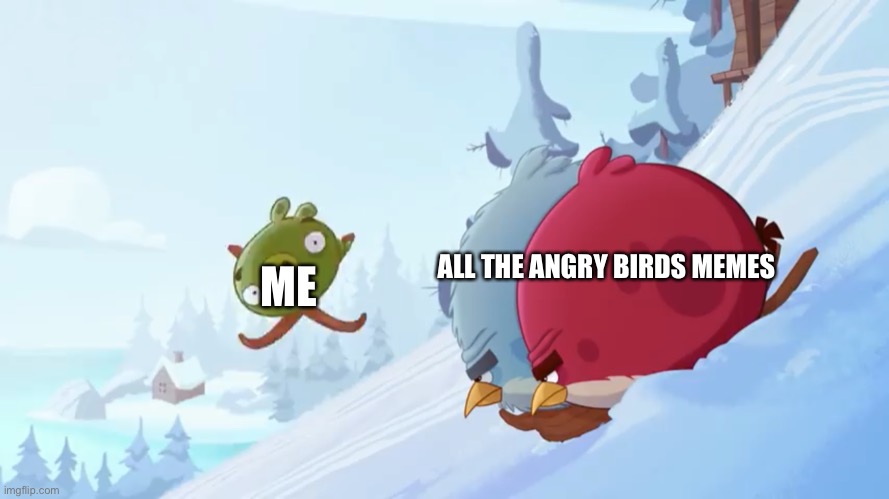 Terrance and Tony not looking at a pig | ALL THE ANGRY BIRDS MEMES; ME | image tagged in terrance and tony not looking at a pig | made w/ Imgflip meme maker