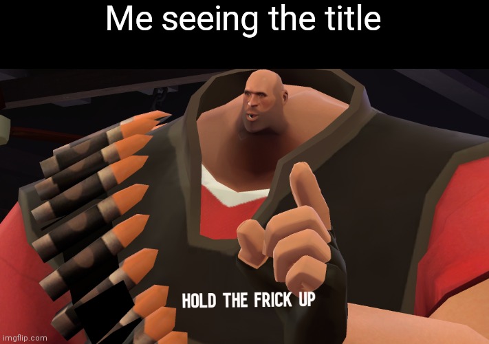 Hold the frick up | Me seeing the title | image tagged in hold the frick up | made w/ Imgflip meme maker