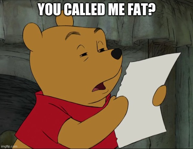 Winnie The Pooh | YOU CALLED ME FAT? | image tagged in winnie the pooh | made w/ Imgflip meme maker