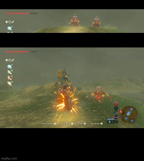 Bokoblin getting hit by a motorcycle Blank Meme Template