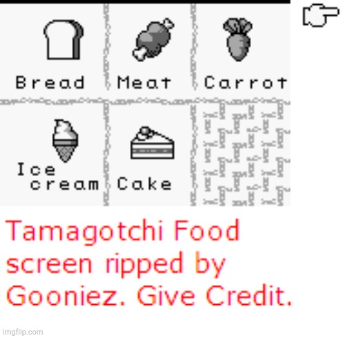 Tamagotchi Food | image tagged in tamagotchi food | made w/ Imgflip meme maker