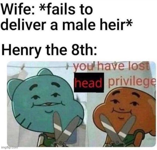 anyone here ever learn about henry the 8th? | image tagged in the amazing world of gumball,memes | made w/ Imgflip meme maker