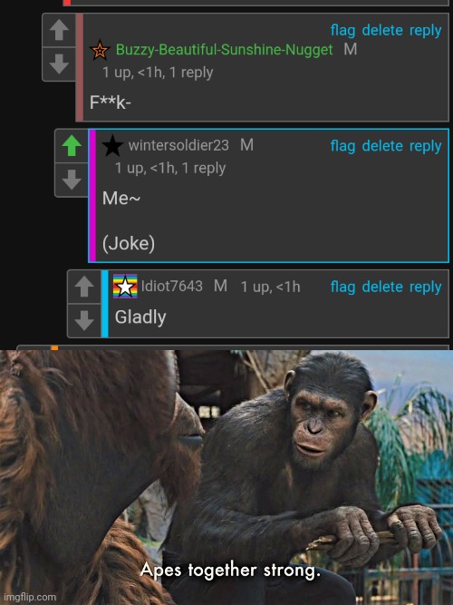 image tagged in ape together strong | made w/ Imgflip meme maker
