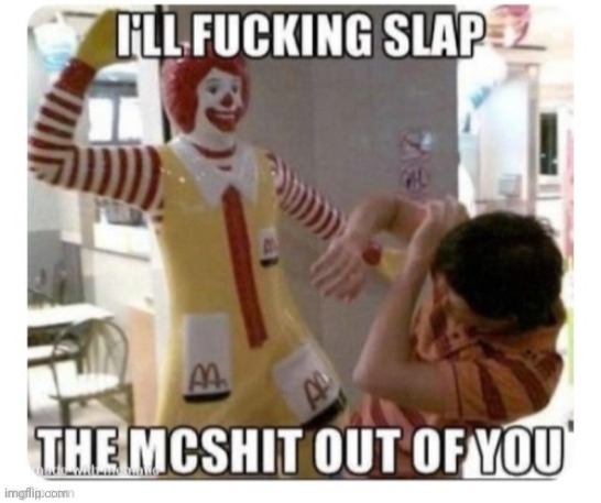 I slap the McShit out of you | image tagged in i slap the mcshit out of you | made w/ Imgflip meme maker