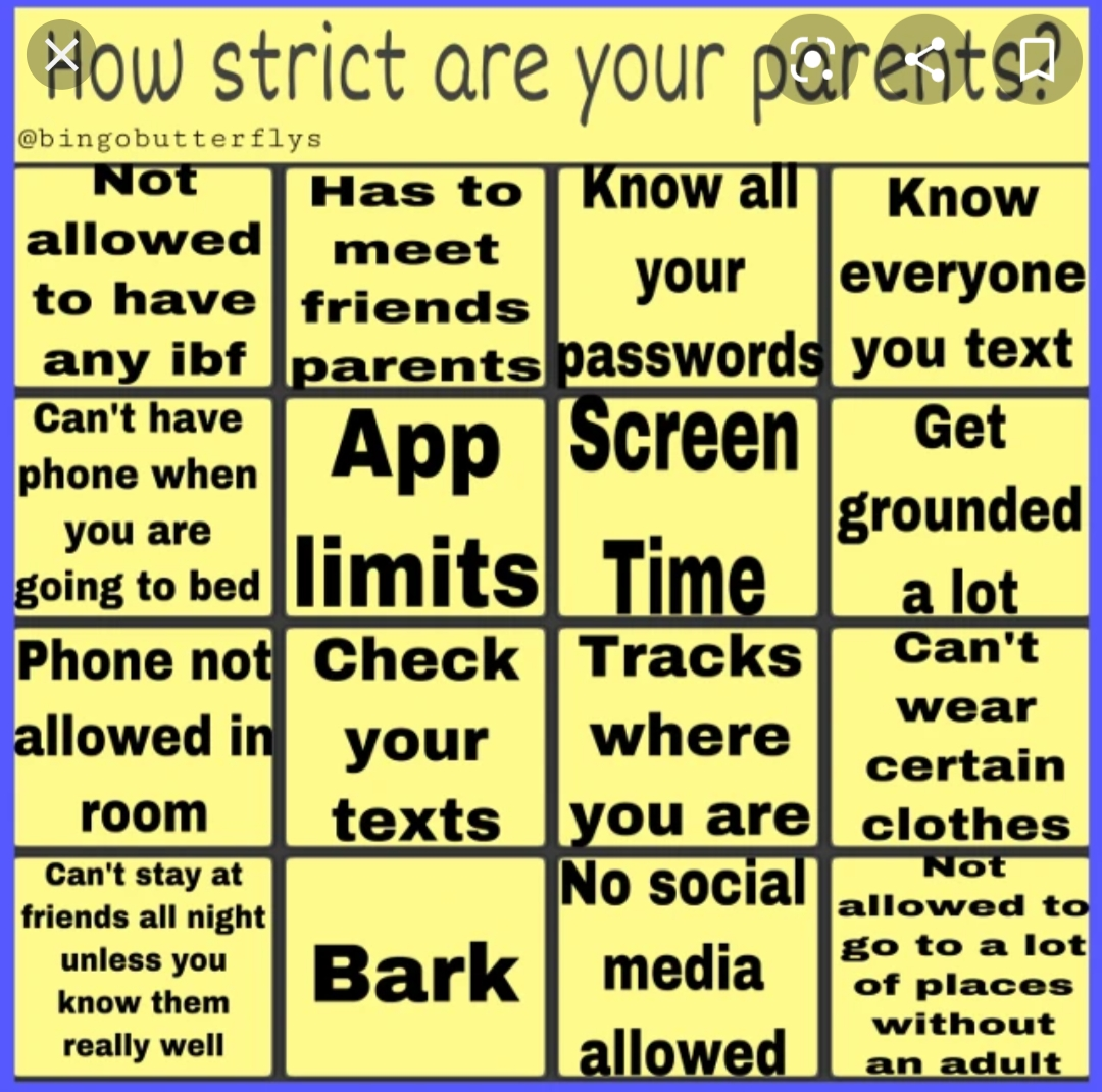 Strict parent bingo Blank Meme Template