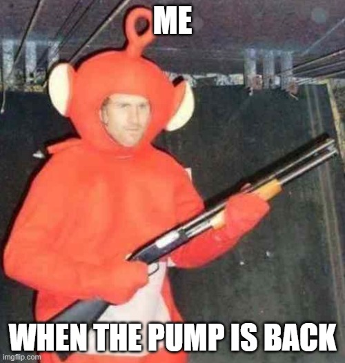 Fortnite memess | ME; WHEN THE PUMP IS BACK | image tagged in fortnite skin | made w/ Imgflip meme maker