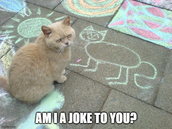 AM I A JOKE TO YOU? | image tagged in grumpy cat,drawing,annoyed | made w/ Imgflip meme maker