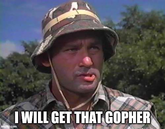 Golf Caddy | I WILL GET THAT GOPHER | image tagged in golf caddy | made w/ Imgflip meme maker