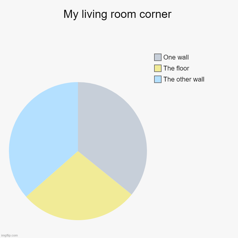 Wow such floor | My living room corner | The other wall, The floor, One wall | image tagged in charts,pie charts | made w/ Imgflip chart maker