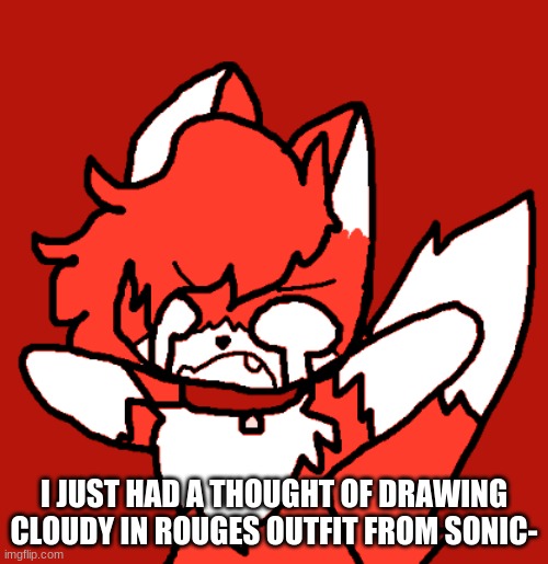 I JUST HAD A THOUGHT OF DRAWING CLOUDY IN ROUGES OUTFIT FROM SONIC- | made w/ Imgflip meme maker