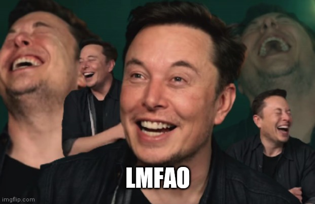 Elon Musk Laughing | LMFAO | image tagged in elon musk laughing | made w/ Imgflip meme maker
