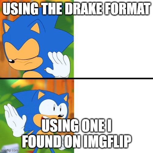 Sonic Drake Template | USING THE DRAKE FORMAT; USING ONE I FOUND ON IMGFLIP | image tagged in sonic mania | made w/ Imgflip meme maker