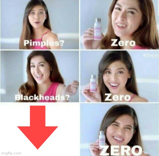 Down votes Zero | image tagged in pimples zero | made w/ Imgflip meme maker