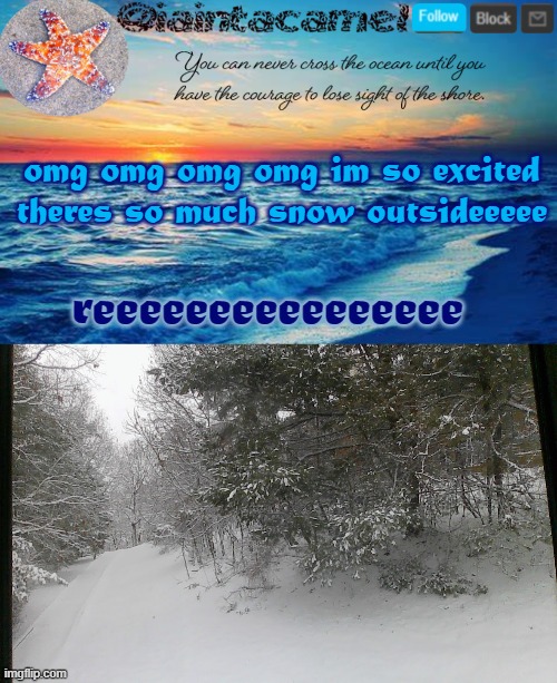 This is the most snow ive ever seen in one place lol | omg omg omg omg im so excited theres so much snow outsideeeee; reeeeeeeeeeeeeeee | image tagged in iaintacamel | made w/ Imgflip meme maker
