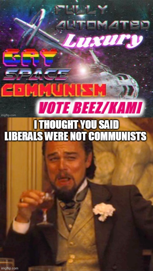 So this is funny on Beez/Kami | I THOUGHT YOU SAID LIBERALS WERE NOT COMMUNISTS | image tagged in memes,laughing leo,president,bad | made w/ Imgflip meme maker